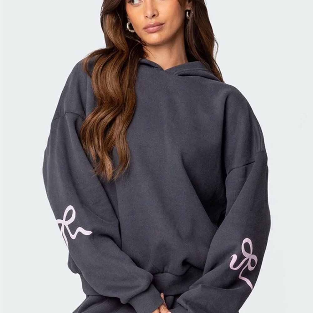 Women's Charcoal Hoodie with Pink Accents